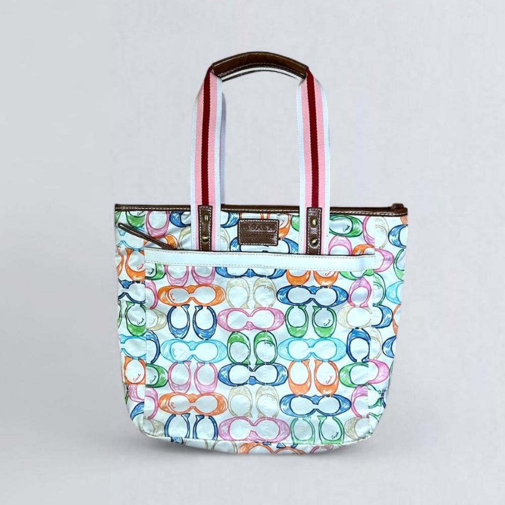 Coach Pastel Monogram Tote with Pink Handles